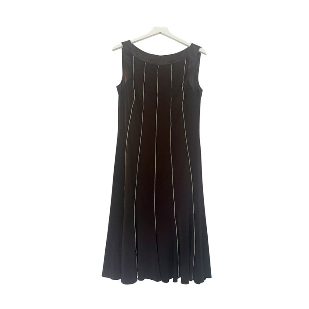NWT Sandra Darren Boatneck Fit & Flare Dress Brown Seams Y2K 90's Dress Size 12